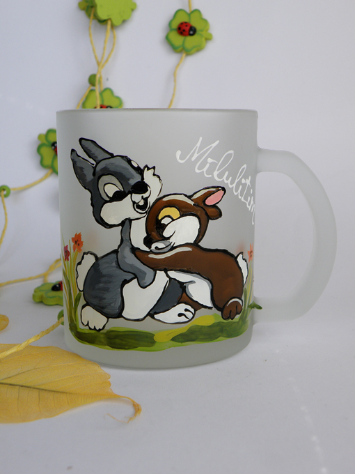 Painted personalized cup Lover rabbits